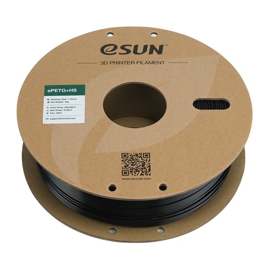 ESUN-ePETG+HS filament, 1.75mm, Solid Black, 1kg/roll - eSun-ePETG+HS-P175SB1