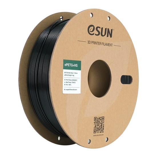 ESUN-ePETG+HS filament, 1.75mm, Solid Black, 1kg/roll - eSun-ePETG+HS-P175SB1