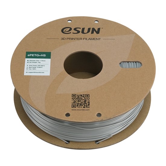 ESUN-ePETG+HS filament, 1.75mm, Solid Silver, 1kg/roll - eSun-ePETG+HS-P175SS1