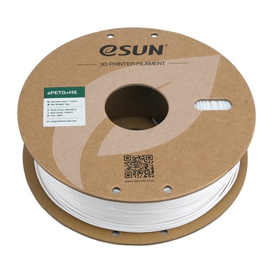 ESUN-ePETG+HS filament, 1.75mm, Solid White, 1kg/roll - eSun-ePETG+HS-P175SW1