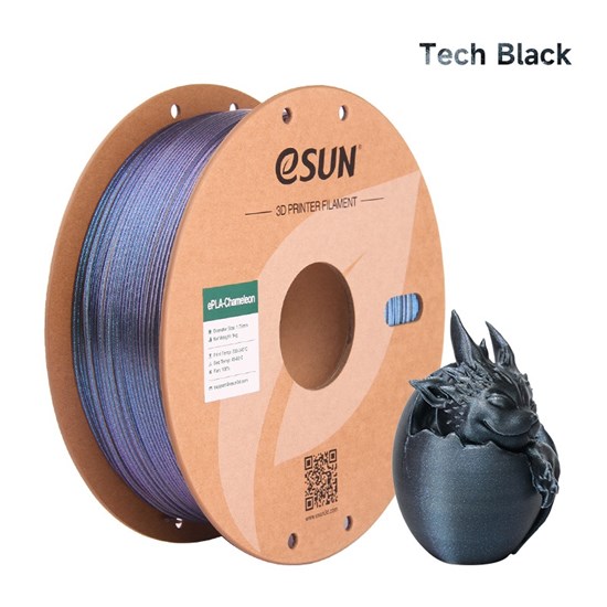 ESUN-ePLA-Chameleon filament, 1.75mm, Tech Black, 1kg/roll - eSun-ePLA-Chameleon-P175TB1