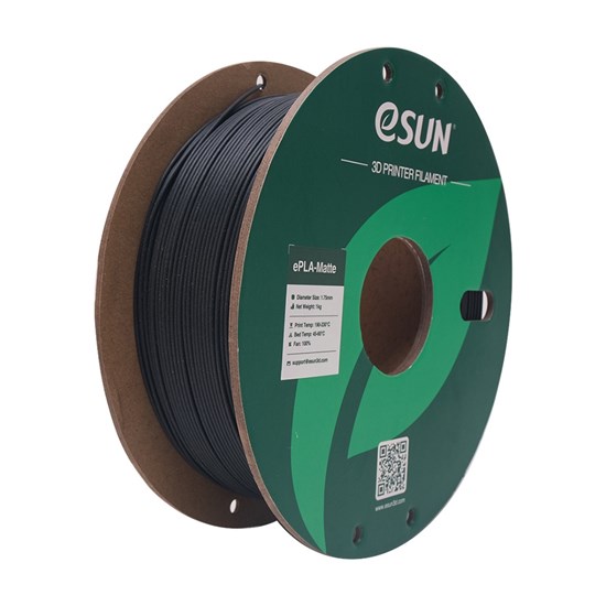 ESUN-ePLA-Matte filament, 1.75mm, Deep Black, 1kg/roll - eSun-ePLA-Matte-P175DB1